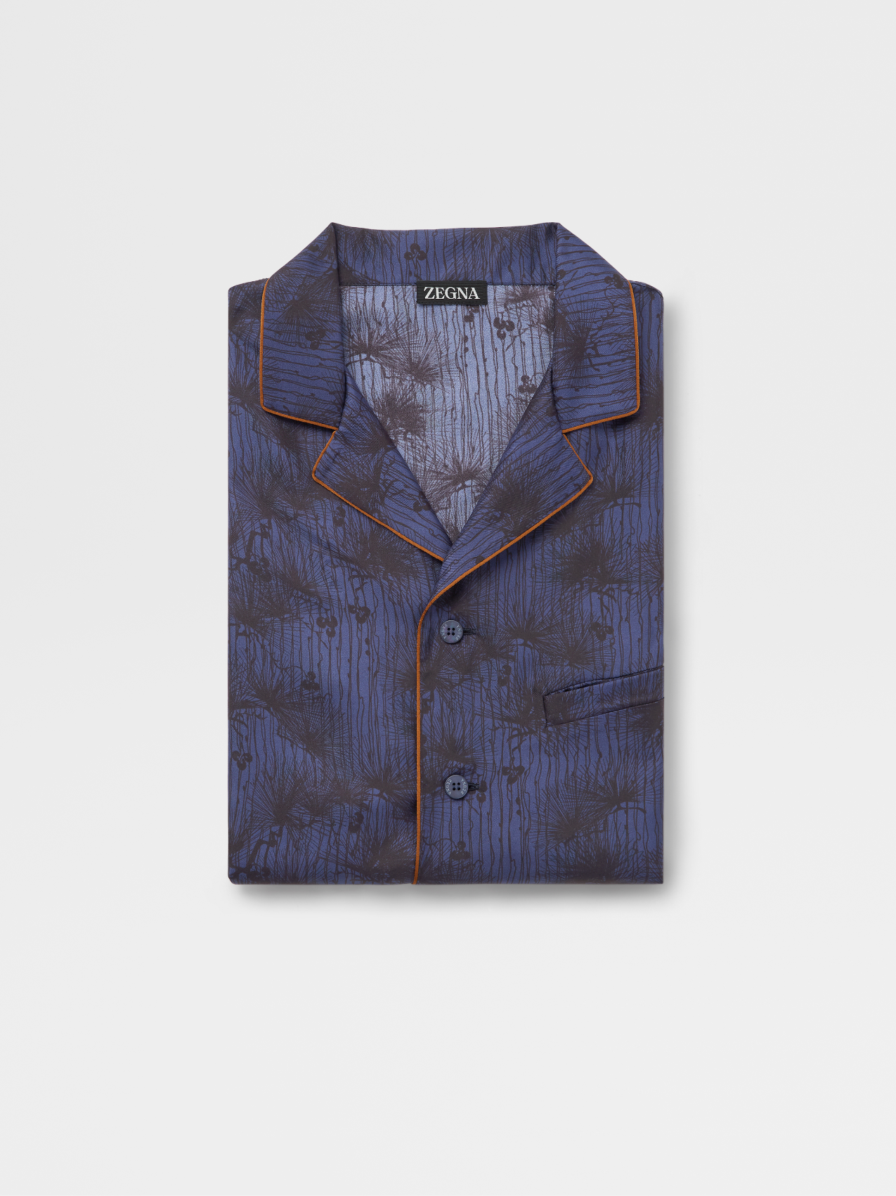 Printed Blue Silk Pajamas